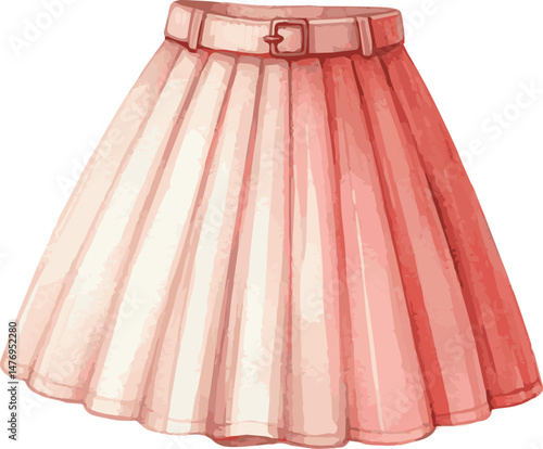 A watercolor vector illustration a pink cute folded skirt