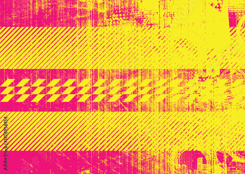Glitch distorted geometric shape . Noise destroyed logo . Trendy defect error shapes . Glitched frame .Grunge textured . Distressed effect .Vector shapes with a halftone dots screen print texture.