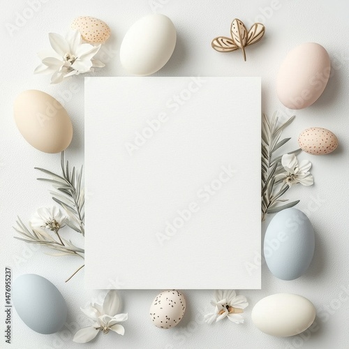 Elegant holiday card design with festive Easter themes and pastel colors.