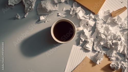 Coffee Cup on Papers in Office Setting