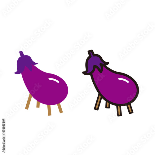 お盆の精霊馬のイラスト　なす