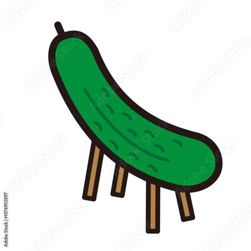お盆の精霊馬のイラスト　きゅうり