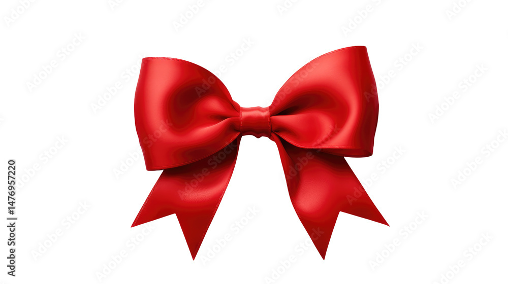 Fototapeta premium Red Ribbon Bow Isolated on Transparent Background