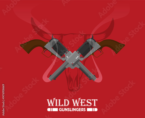 Flat vector illustration of antiquated American Gun.