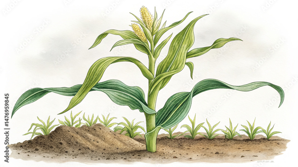 Corn Plant Isolated on White Background Popular Grain Crop for Cooking and Animal Food Corn Plant Isolated on White Background Popular Grain Crop for Cooking and Animal Food