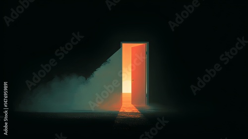 Mysterious Dark Door with Smoke - Atmospheric Image