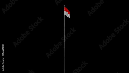 Flying Indonesian Flag in Slow Motion | 3D Render