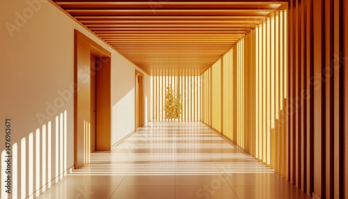 Sunny wooden hallway