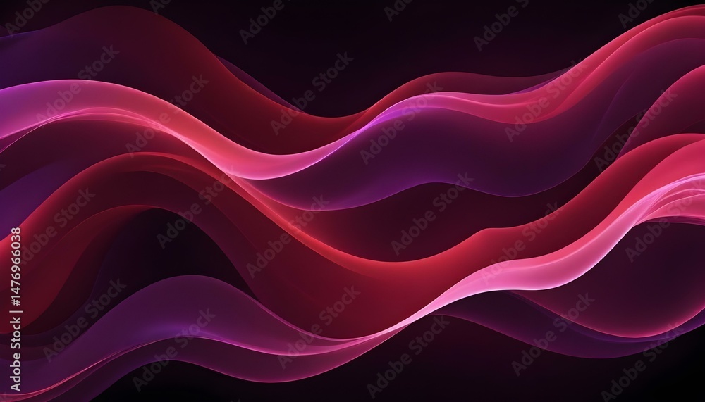Obraz premium An artistic composition of vibrant, flowing ribbons in shades of red and purple on a dark backdrop.