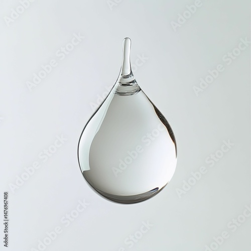 Crystal-clear water droplet suspended in air