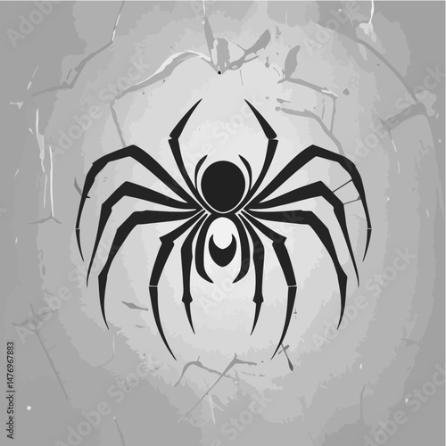 black-spider-illustration-on-gray-background-creepy-crawly-spiderweb-art-halloween-spider-design-spider-drawing-with-abstract-texture