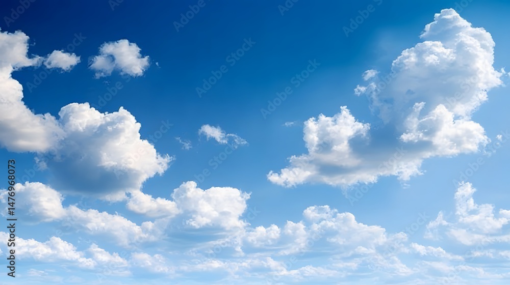 Another view of clouds in a blue sky, reinforcing the sense of calm and openness. Another view of clouds in a blue sky, reinforcing the sense of calm and openness.