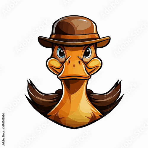 cartoon-duck-with-bowler-hat-charming-character-illustration-adorable-duckling-avatar-whimsical-animal-art-cute-cartoon-bird-image-duck-vector