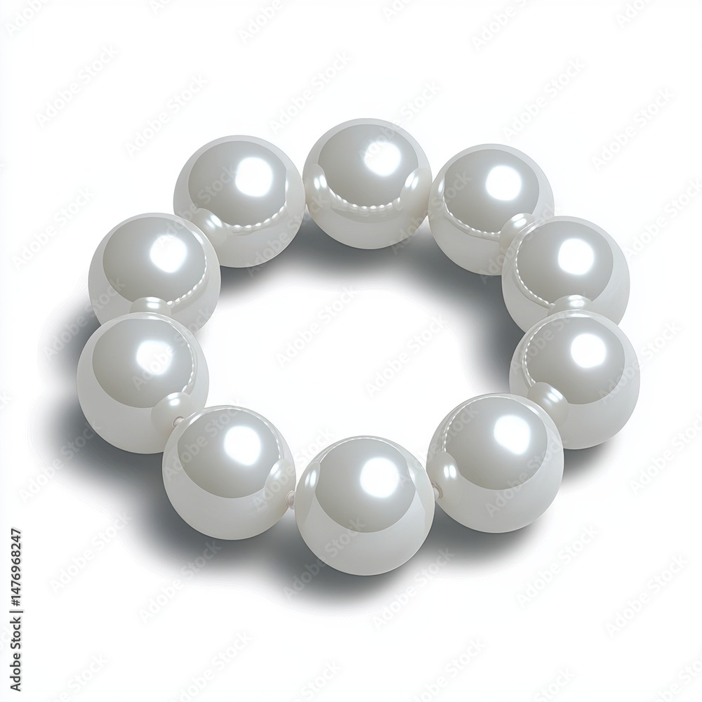 Lustrous White Pearl Bracelet Circular Design on White Background Lustrous White Pearl Bracelet Circular Design on White Background