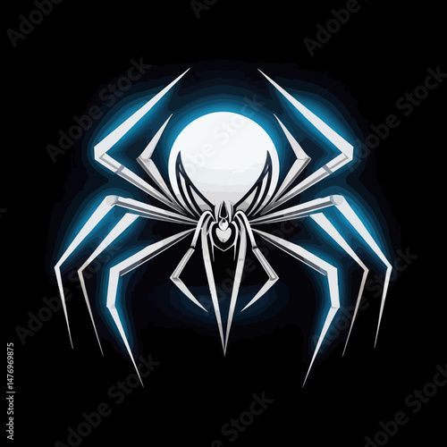 Futuristic-Spider-Illustration-Chrome-Spider-on-Black-Background-Glowing-Legs-Cyberpunk-Spider-Graphic-Digital-Art-Sci-Fi-Spider-Symbol-Modern-Spider-Design
