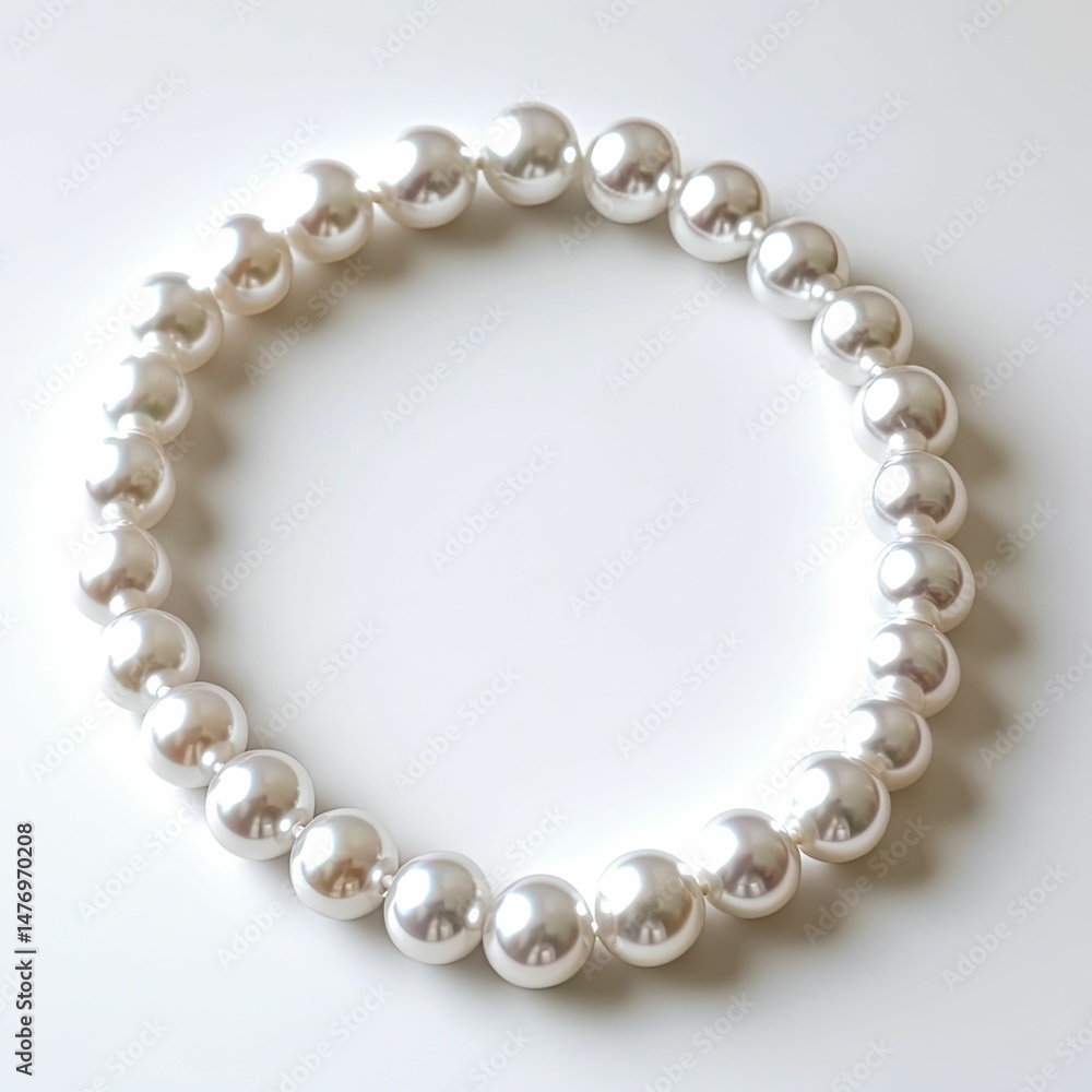 Obraz premium Elegant pearl necklace, lustrous spheres, simple elegance.