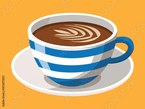vector illustration of a Greek Coffee (Strong Brewed Coffee Served in Small Cups)