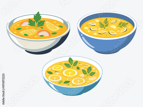vector illustration of a greece food Psarosoupa (Fish Soup)