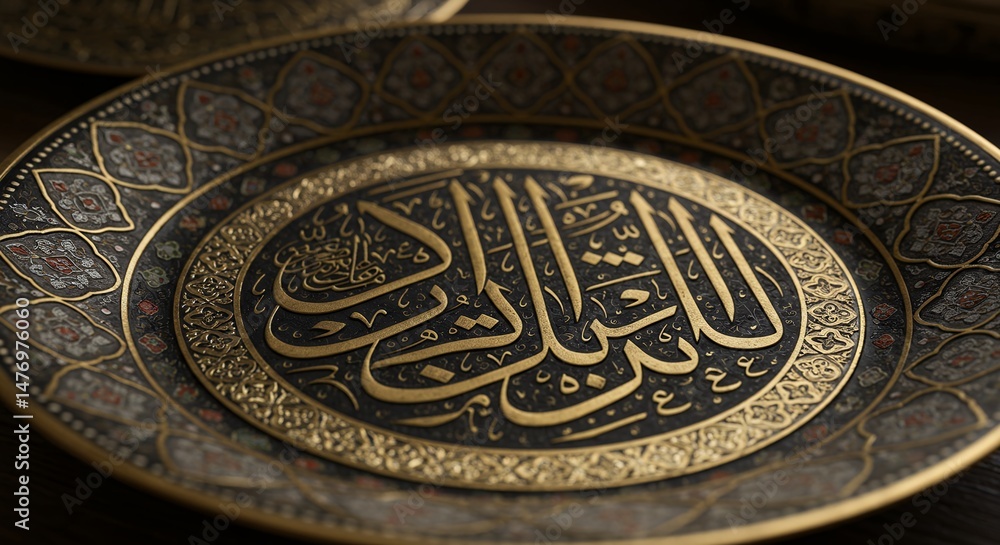 Obraz premium Islamic Plate with Calligraphy Art