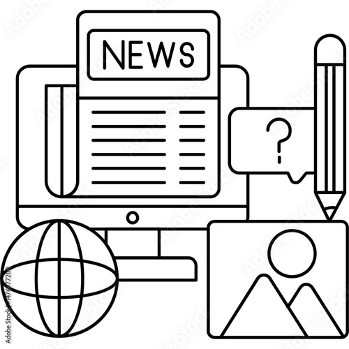 Online News Icon � Digital Newspaper and Web Journalism Concept
