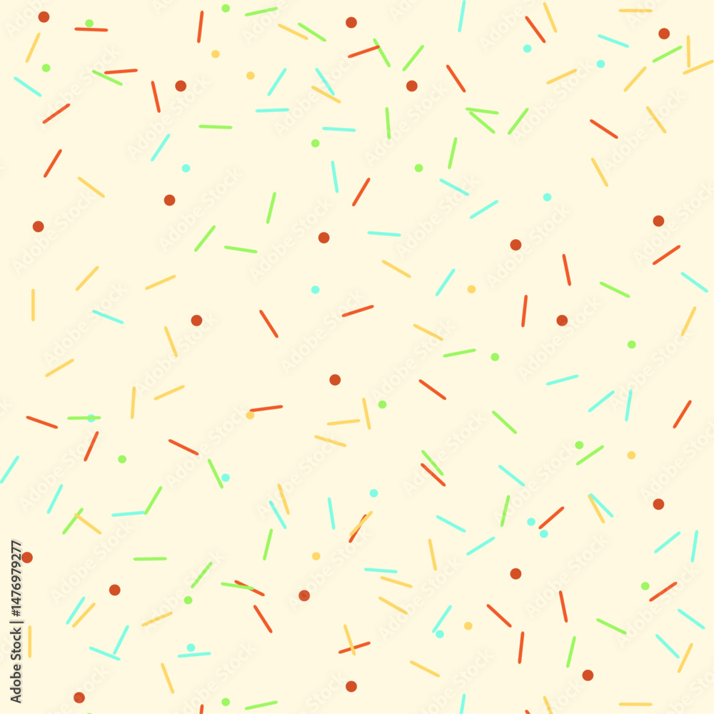 Colorful Candy Confetti Pattern on Beige Background Colorful Candy Confetti Pattern on Beige Background