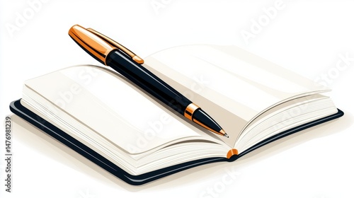 Wallpaper Mural Open Notebook with Gold and Black Pen on a Clean Background Torontodigital.ca