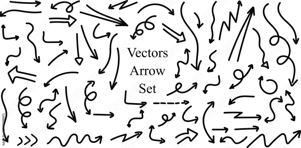 gathering of hand-drawn arrows. Isolate basic arrows on a white background. gathering of hand-drawn arrows. Isolate basic arrows on a white background.
