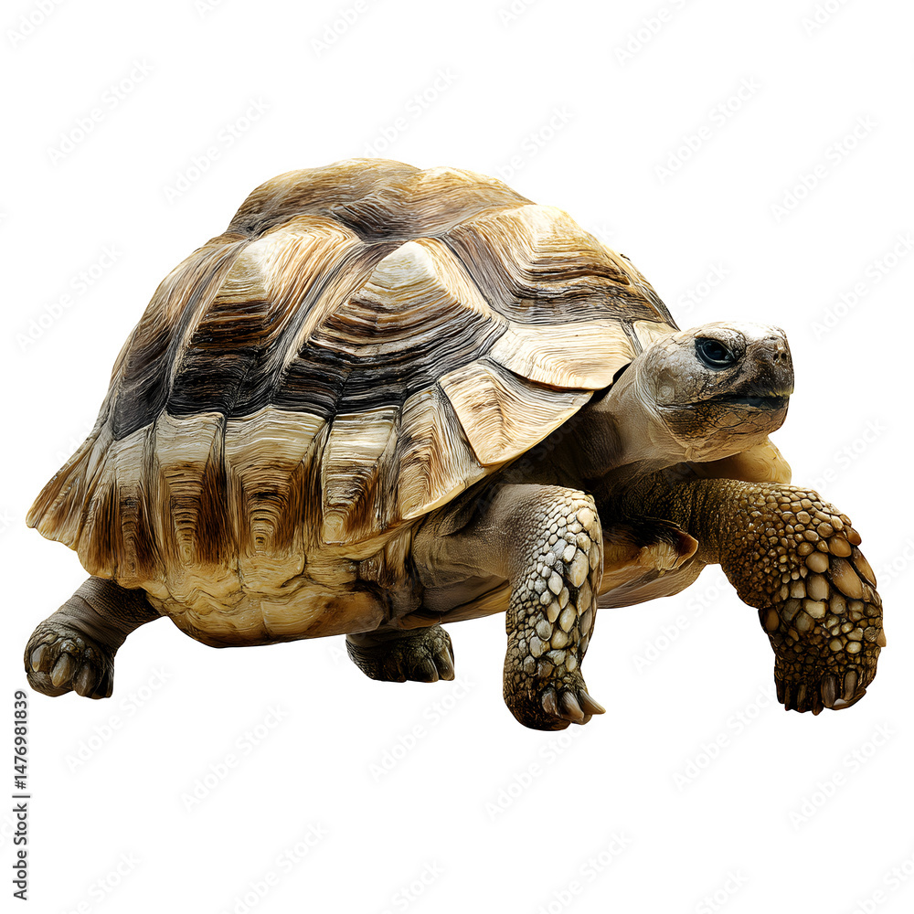 Obraz premium Giant turtle walking slowly on transparent background