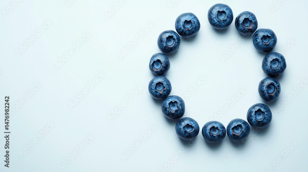 A vibrant photo showcases a scattering of blueberries against a clean white background. The image highlights the berries' rich blue color. A vibrant photo showcases a scattering of blueberries against a clean white background. The image highlights the berries' rich blue color.