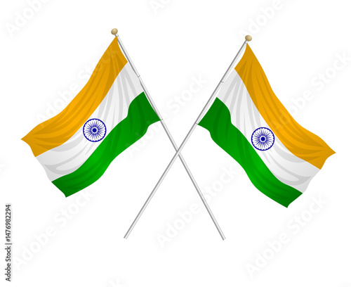 Indian national flag isolated on white background. Realistic Indian flag waving in the wind. Indian wavy flag stock vector illustration 26th January Happy Republic Day, month of may war