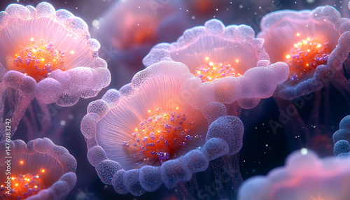 Wallpaper Mural  Close-Up 3D Scientific Rendering of Rod-Shaped Bacteria with Filaments in Viscous Medium Torontodigital.ca