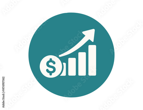 Financial Growth Upward Trend Icon, Investment Success, EPS Vector Graphic