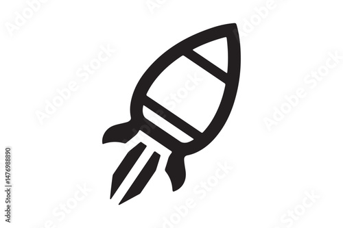 Space-Themed Rocket Silhouette Illustration in Black