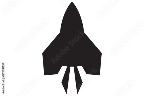 Rocket Launch Silhouette Illustration with Smoke Trail