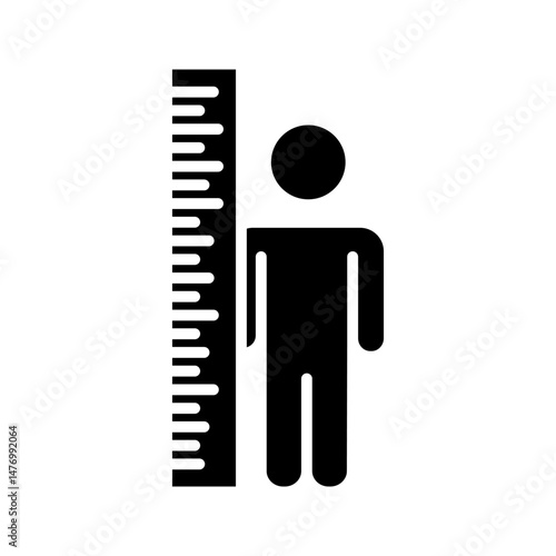 measuring heigh body icon white on background
