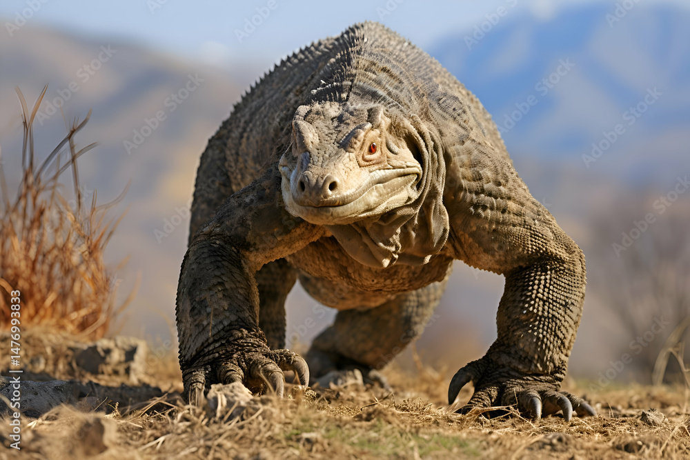 Obraz premium Close Up of a Komodo Dragon in its Natural Habitat