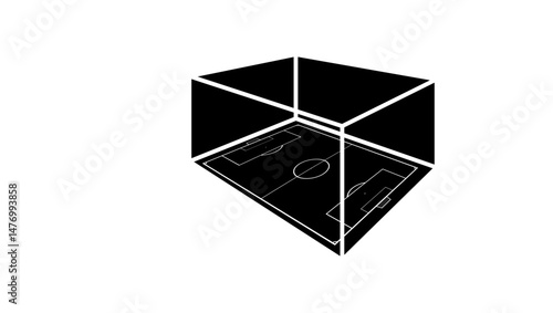 Mini soccer symbol,  black isolated silhouette