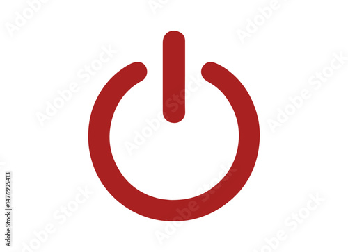 Minimalist Red Power Button Icon Simple EPS Vector Graphic