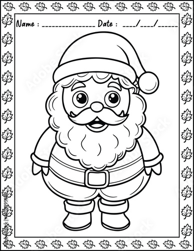 Santa Claus Christmas Coloring Pages.  High resolution (300 DPI), ready to print on standard 8.5x11 inch paper With No Bleed, Black and White Vector illustration AI, EPS, PNG, JPEG.