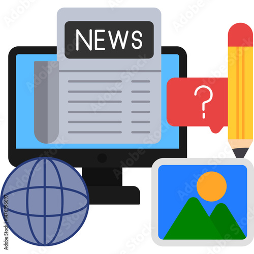 Online News Icon � Digital Newspaper and Web Journalism Concept