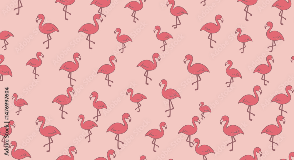 Flamingo walking seamless pattern