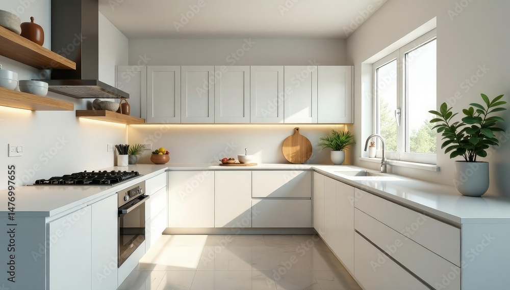A sparkling clean kitchen, showcasing gleaming countertops and appliances , spotless, modern A sparkling clean kitchen, showcasing gleaming countertops and appliances , spotless, modern