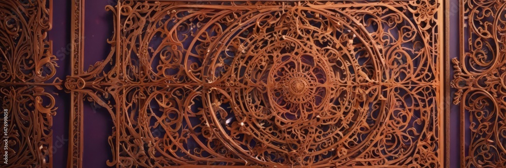 Obraz premium Intricate laser-cut cards, vibrant hues, ornate designs , abstract, invitation