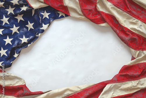 Weathered American Flag Frame Patriotic Background Independence Day Memorial Day Veterans Day USA Stars and Stripes