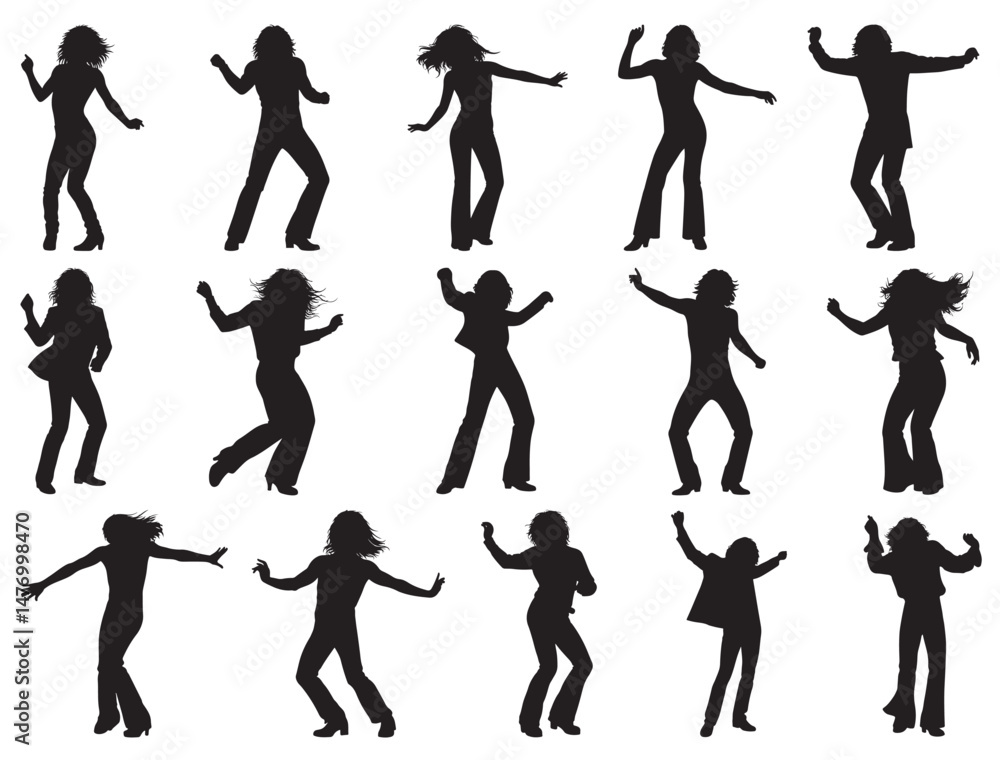 Obraz premium DISCO DANCERS SILHOUETTE