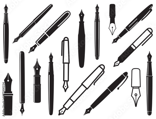 FOUNTAIN PEN SILHOUETTE WHITE BACKGROUND