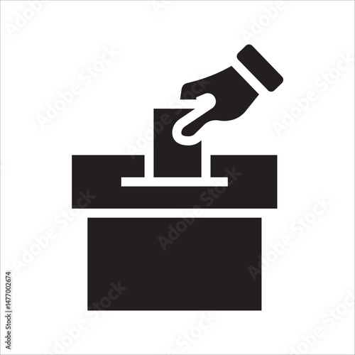 Hand voting ballot box icon, Election Vote concept, Vector illustration on white background. color editable
