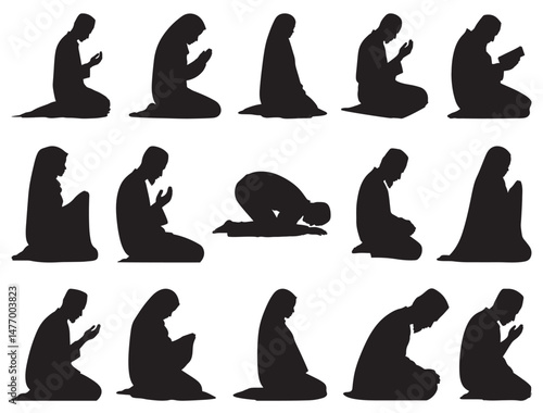 MUSLIMS PRAYING SILHOUETTE