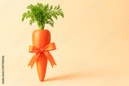 Cultivating giants in garden this vibrant carrot with ribbon brings cheerful touch to healthy eating and natural decoration