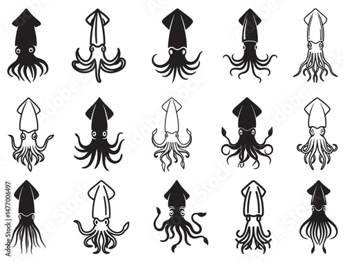 SQUID SILHOUETTE WHITE BACKGROUND